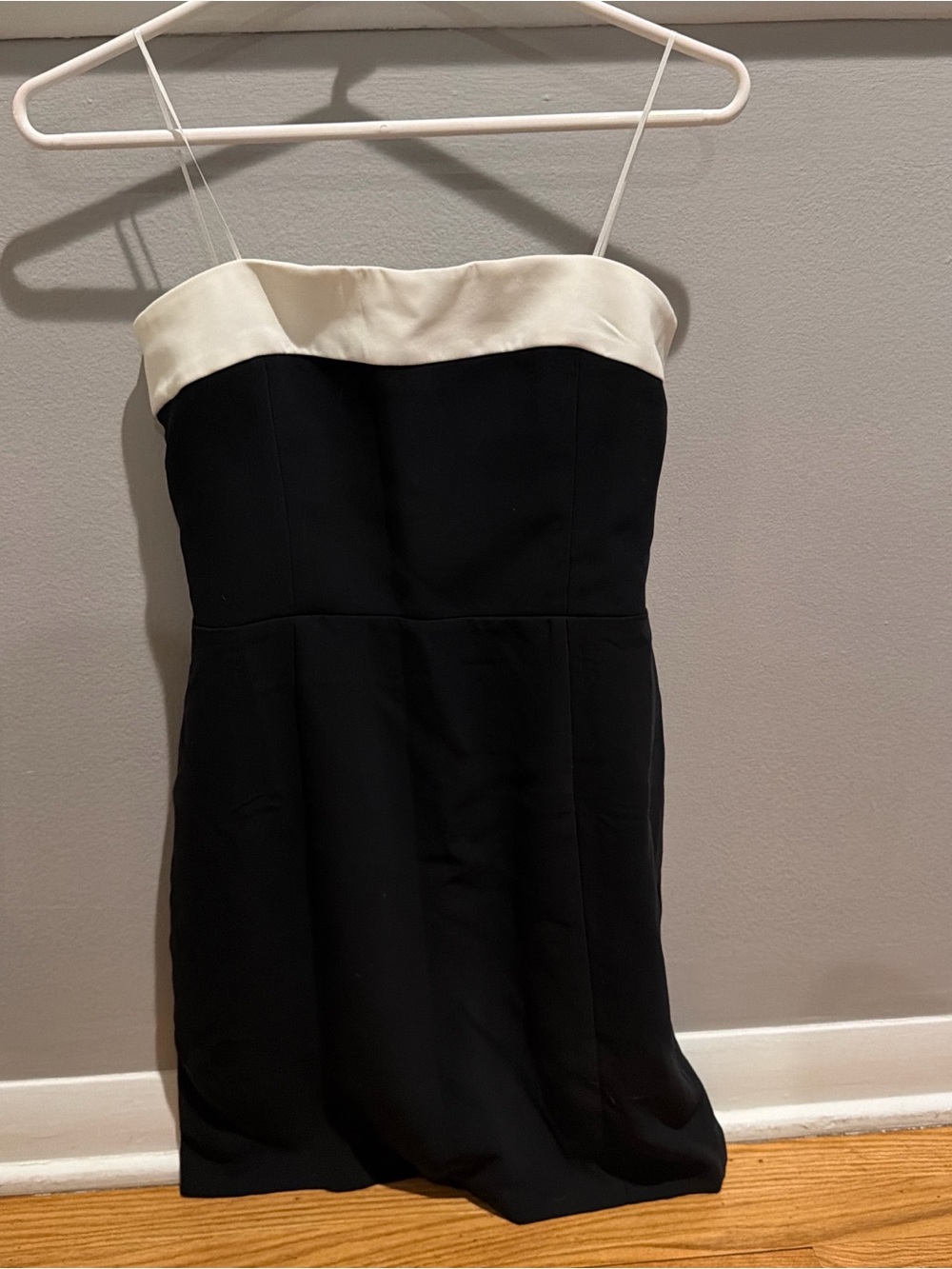 Amanda Uprichard Black Strapless Dress with Cream Trim